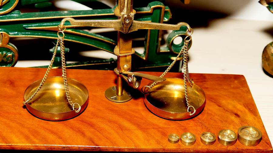 Balance scale with weights