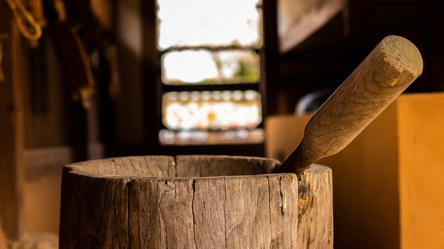 Mortar and pestle.